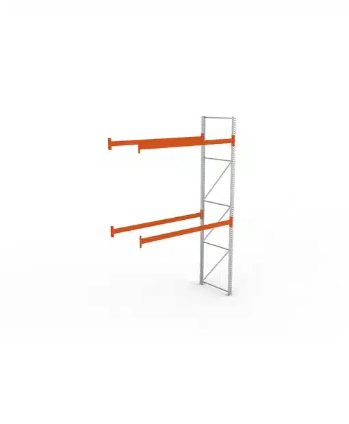 META Paletten-Anbauregal MULTIPAL 4400mm Höhe, 2700mm Breite, 1100mm Tiefe, 3 Lagerebenen inkl. Boden, verzinkt / rotorange