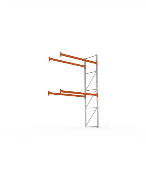 META Paletten-Anbauregal MULTIPAL 4400mm Höhe, 2700mm Breite, 1100mm Tiefe, 3 Lagerebenen inkl. Boden, verzinkt / rotorange – Bild 3