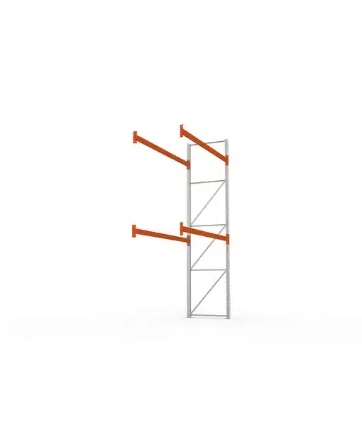 META Paletten-Anbauregal MULTIPAL 4400mm Höhe, 2700mm Breite, 1100mm Tiefe, 3 Lagerebenen inkl. Boden, verzinkt / rotorange – Bild 4