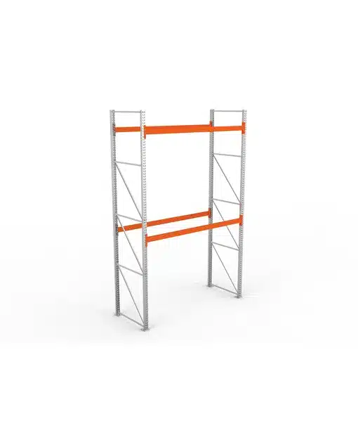 META Palettenregal MULTIPAL 4400mm Höhe, 2700mm Breite, 1100mm Tiefe, 3 Lagerebenen inkl. Boden, verzinkt / rotorange