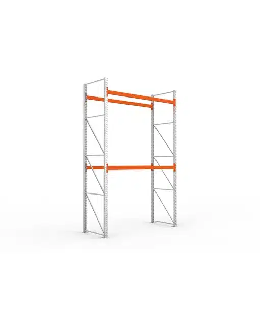 META Palettenregal MULTIPAL 4400mm Höhe, 2700mm Breite, 1100mm Tiefe, 3 Lagerebenen inkl. Boden, verzinkt / rotorange – Bild 2