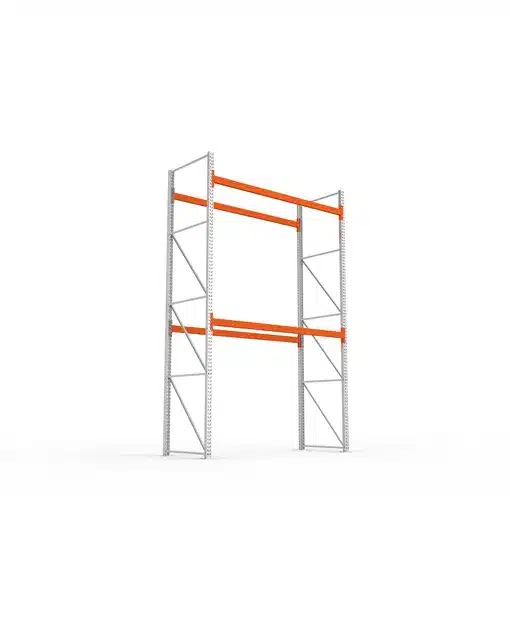 META Palettenregal MULTIPAL 4400mm Höhe, 2700mm Breite, 1100mm Tiefe, 3 Lagerebenen inkl. Boden, verzinkt / rotorange – Bild 4