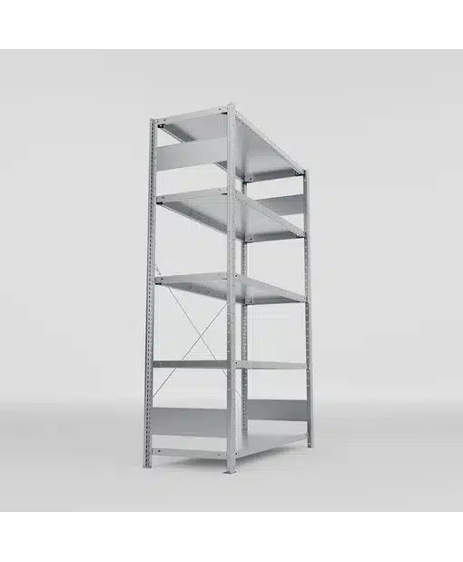 META Fachbodenregal S3 CLIP, 2000mm Höhe, 1300mm Breite, mit 5 Fachböden, Fachlast 230kg, verzinkt – Bild 4