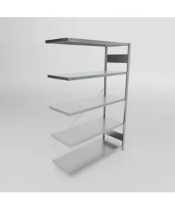 META Fachboden-Anbauregal S3 CLIP, 2000mm Höhe. 1300mm Breite, mit 5 Fachböden, 230kg Fachlast, verzinkt